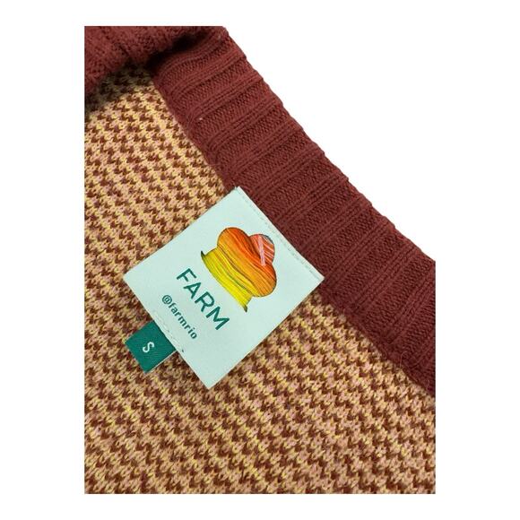 FARM Rio Small Burgundy Toucanissimo Cardigan Long Sleeve Open Front Boho - Picture 2 of 12